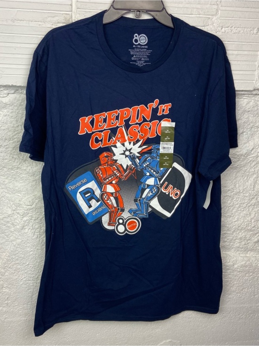 NWT Mattel cotton navy Keepin' It Classic robot UNO Graphic Tee size XL & M